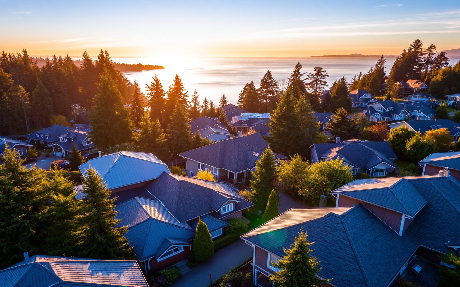 Aerial neighbourhood with mixed roof systems
