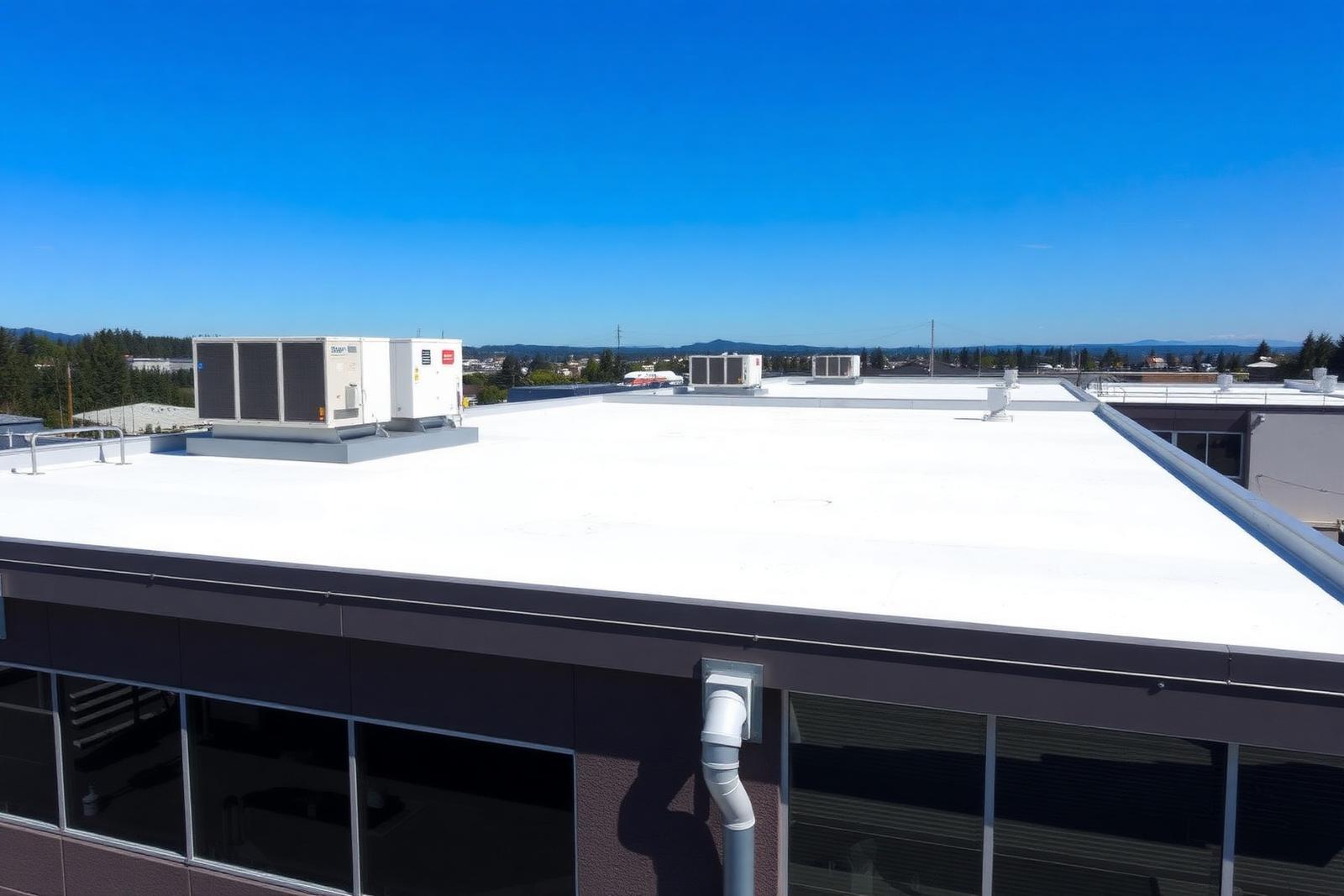 Commercial flat roof with TPO membrane